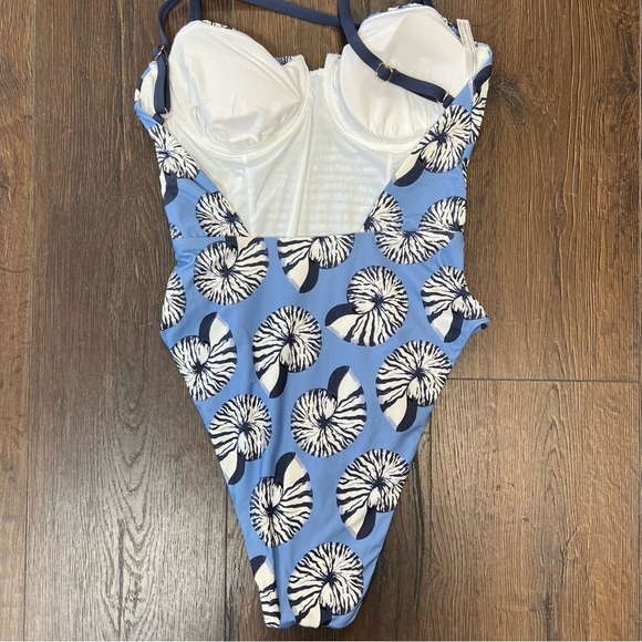 Anthropologie Jodie One-Piece Blue Floral Swimsuit NEW RTL $128 SZ MED - Picture 5 of 7